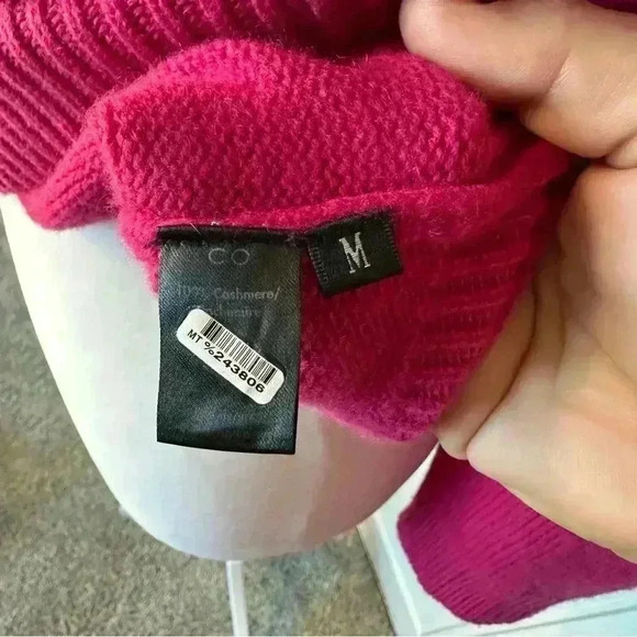 CO Women's V-Neck Sweater in Vibrant Pink - Picture 10 of 11